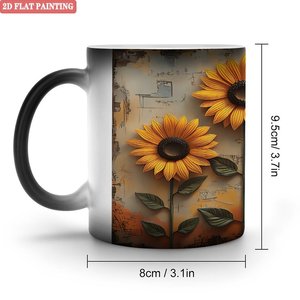 Matte Frosted Black <b>Ceramic</b> <b>Mug</b> 11oz Heat Changing Color Magic Cup For Promotional Gift - Product Image 1