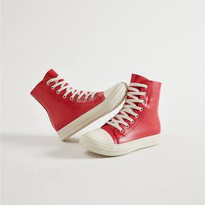 Moda 2023 donne <span class=keywords><strong>rosse</strong></span> popolari scarpe casual firmate suola spessa sneakers in pelle con lacci traspiranti alte - Product Image 1