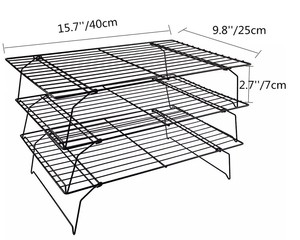 Juego de soportes de refrigeración apilables de 3 niveles, de acero inoxidable, antiadherente, para panadería, pan, plegable, para pasteles, para galletas, venta al por mayor - Product Image 2