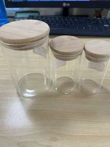 Frasco redondo de borosilicato de buena calidad para alimentos, <span class=keywords><strong>cereales</strong></span>, aperitivos, especias, almacenamiento, tarro de vidrio con tapa de Bambú - Product Image 4
