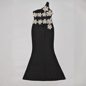 Nuovo Abito da Sera <span class=keywords><strong>Sexy</strong></span> <span class=keywords><strong>per</strong></span> <span class=keywords><strong>Donna</strong></span>, Super Brillante con Fiori in Strass e Rete, Aderente e Lungo fino al Pavimento, Elegante <span class=keywords><strong>per</strong></span> Cene Festive - Product Image 2