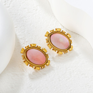 ต่างหูเปลือกหอยเป๋าฮื้อทรงรี ตัวเรือนสแตนเลสสตีล งานฝังแบบ Bezel เครื่องประดับแฟชั่นสำหรับผู้หญิง - Product Image 4