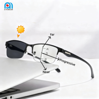 Lunettes de lecture carrées multifocales progressives photochromiques anti-lumière bleue pour hommes, noires, tendance, OEM EB1JL