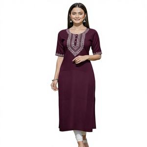 Kurti de Algodón con Tejido de Lentejuelas de 3mm, Prenda Étnica de Secado Rápido, Varios Colores, Precio al por Mayor - Product Image 1