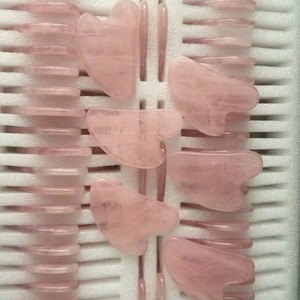 Massaggiatore Facciale Gua Sha in Quarzo Rosa Naturale all'Ingrosso, Strumento per <span class=keywords><strong>Massaggio</strong></span> <span class=keywords><strong>Viso</strong></span> in Quarzo Rosa - Product Image 6
