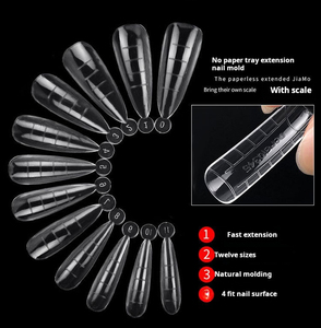 Extensión de puntas de uñas Formas de sistema de uñas dobles Acrílico transparente Cubierta completa Uñas postizas Forma dual con escala - Product Image 3