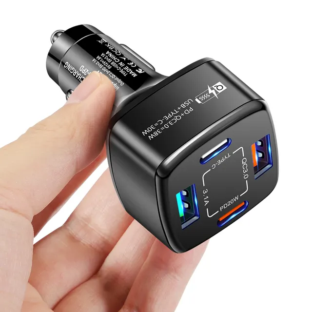 PD USB Car Charger Type C Fast Charging Mobile Phone Charger For Car USB C Quick Charge 3.0 Tablet Car Lighter Chargers QC 3.0