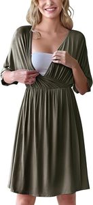 Robe d'allaitement de maternité à col en V et manches courtes, en tricot côtelé, vêtements de <span class=keywords><strong>grossesse</strong></span> S-XXXL - Product Image 2