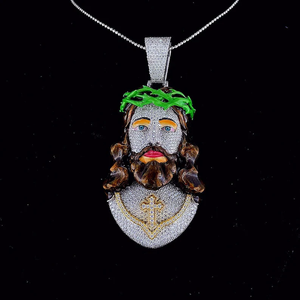 2025 Top Selling VVS1 Moissanite Diamond Face Hip Hop Ice Pendant Stainless Steel Plated Jesus <b>Number</b> Customizable Shape for - Product Image 1