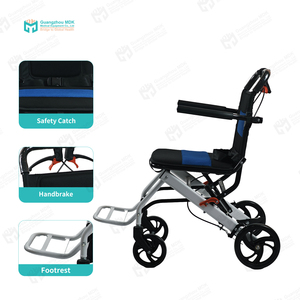 כסא גלגלים ידני מתקפל מאלומיניום, גלגלים קטנים, נייד, כסא ניידות לסיוע לנכים - Product Image 6