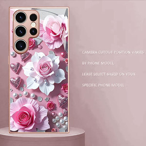 Cover per Cellulare in Vetro Temperato e TPU <span class=keywords><strong>con</strong></span> Stampa Cuore Rosa Floreale per Samsung <span class=keywords><strong>Galaxy</strong></span> S8 S9 S10 S20 S21 S22 S23 S24 S25 S26 - Product Image 5