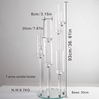 Nuevo Candelabro de Cristal para Boda, con 3/5/8/9 Brazos, Portavelas de Cristal Transparente para Centros de Mesa y Decoración de Bodas