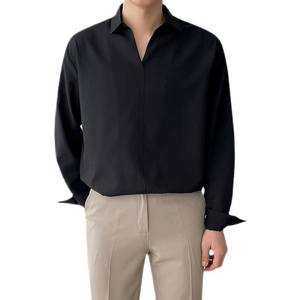 Ohsisa 2025 корейский стиль модный крутой высококачественный повседневный мужской пуловер с длинными рукавами V-образным вырезом свободная вязаная Осенняя мужская рубашка - Product Image 5