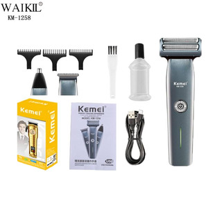 Tondeuse à cheveux <span class=keywords><strong>Kemei</strong></span> KM-1258, tondeuse à poils de nez, rasoir à barbe, tondeuse 3 en 1, outil multifonction pour salon de coiffure, <span class=keywords><strong>mini</strong></span> - Product Image 1