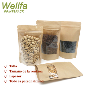 Tùy chỉnh bao bì bolsa thủ công <span class=keywords><strong>doypack</strong></span> với cửa sổ nhiều lớp thực phẩm đứng lên túi màu nâu có thể khóa lại Ziplock Túi giấy Kraft - Product Image 4