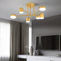 Lustre LED en fer forgé multi-têtes de style nordique, plafonnier doré pour salon, lampe suspendue moderne créative en forme de branche, vente en gros