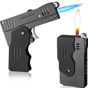 Modelo de pistola creativa, linterna Turbo encendedor, PISTOLA DE PULVERIZACIÓN de Gas butano para fumar, cigarro, a prueba de viento, encendedor de doble llama