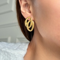 Nouveauté 2027 Dazan Boucles d'oreilles double anneau en acier inoxydable plaqué or 18 carats, hypoallergéniques, finement polies, style vintage, bijoux de danseuse