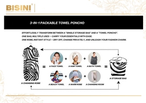 Serviette de plage portable BISINI personnalisée pour toute la famille, motif ciel étoilé bleu, <span class=keywords><strong>poncho</strong></span> à capuche pour adulte avec poche avant - Product Image 6