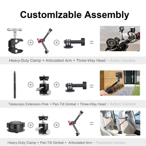 Mechrig 4-en-1 Kit de montage à ventouse pour voiture avec bâton de selfie invisible pour <span class=keywords><strong>GoPro</strong></span>, Insta360, <span class=keywords><strong>DJI</strong></span> stabilisé, réglable - Product Image 4