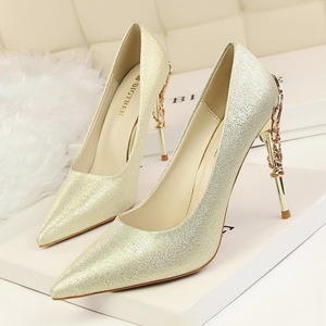 Escarpins en satin à bout pointu pour femme, talon aiguille sculpté en métal, chaussures de soirée pour mariage et cérémonie - Product Image 4