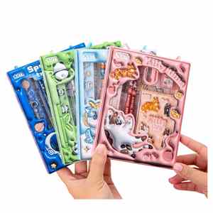 X616 Juego de Papelería Escolar Portátil 3D de Dibujos Animados para Niños, Juego de Lápices de Madera que Incluye Regla, Cuaderno y Bolígrafo para Promoción - Product Image 1