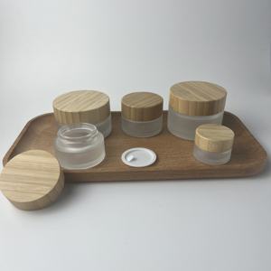 Groothandel 5G 30G 50G 100G 200G Lege Frosted Clear Bamboe Face Body Cream Cosmetisch Glas Potjes Bamboe Deksels Met Dozen - Product Image 2