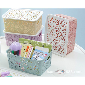 Hollowed Out <b>Storage</b> <b>Basket</b> Rectangle Plastic Stackable Organizing Box For Desktop Toy Clothing <b>Storage</b> - Product Image 3