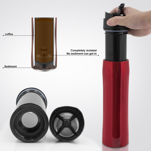 Cafetière à piston en acier inoxydable portable 350 ml, gobelet de voyage <span class=keywords><strong>avec</strong></span> <span class=keywords><strong>filtre</strong></span>, <span class=keywords><strong>thermos</strong></span>/bouilloire à double paroi isolée - Product Image 6