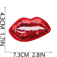 Patch décoratif thermocollant pour vêtements, style européen et américain, en polyester brodé de paillettes, motif bouche sexy