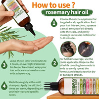 En stock, Best-seller transfrontalier : Huile essentielle de romarin, Huiles de ricin et de jojoba pour les soins capillaires, renforce et réduit les frisottis, fabriqué en Chine