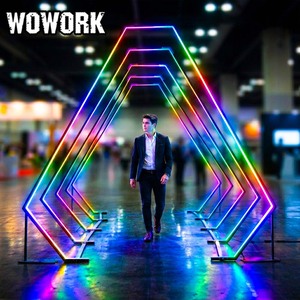 WOWORK ขายส่งอุปกรณ์ตกแต่งงานแต่งงาน ไฟ LED รูปอุโมงค์ขนาดใหญ่ 8 ฟุต แบบถอดประกอบได้ สำหรับตกแต่งฉากหลังงานอีเว้นท์กลางแจ้ง - Product Image 3