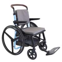 Rollstuhl für Erwachsene Modernes Design Manuell Aluminium Gepolsterter Einzelgriff Blauer Rahmen - KMINA PRO