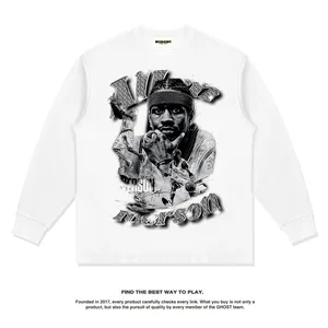 Custom Logo Cotton 250gsm Men Long Sleeve T Shirt High Quality Hip Hop Vintage Wash Men Long Sleeve T Shirt