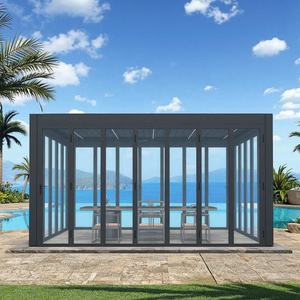 Pérgola de techo con persianas bioclimáticas de aleación de <span class=keywords><strong>aluminio</strong></span> de 3x3m y 6x3m con control remoto, casa adjunta ecológica a prueba de huracanes y nieve - Product Image 3