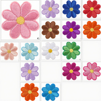 30 pièces de patchs brodés en coton thermocollants, motifs marguerites colorées, pour appliques DIY à coudre sur vêtements, vestes, jeans, pantalons, robes