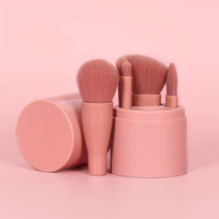 5 pièces/ensemble Portable pratique fibre douce pinceaux de maquillage Mini fond de teint rose pinceau de maquillage fard à paupières ensemble de pinceaux pour les femmes maquillage