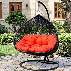 Modern Outdoor Double Patio Swing Chair Rattan <strong>Hammock</strong> Waterproof Cushion Iron Aluminum <strong>Frame</strong> <strong>for</strong> Garden Courtyard Villa Hotel - Product Image 5