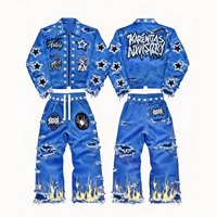 DiZNEW 2026 Jeans grande taille effet vieilli, bords effilochés, style streetwear cowboy, fabricant de premier plan, ensemble de jeans, impression numérique
