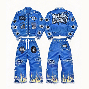 DiZNEW <span class=keywords><strong>2026</strong></span> Calças <span class=keywords><strong>Jeans</strong></span> Plus Size com Efeito Desgastado e Bordas Desfiadas, <span class=keywords><strong>Jeans</strong></span> Estilo Cowboy de Rua, Fabricante Líder, Conjunto de <span class=keywords><strong>Jeans</strong></span> com Impressão Digital - Product Image 3