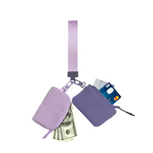 Yeni varış özelleştirme lüks moda çift bilek cüzdan sikke çanta Mini kılıfı bileklik anahtarlık bilezik kart tutucu kadın