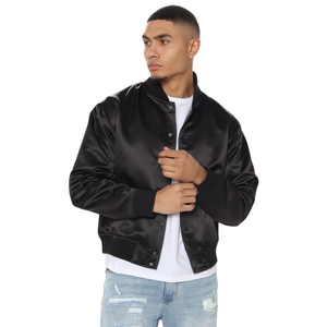 Chaqueta Universitaria de Satén OEM, Chaqueta de Béisbol de Satén 100% Poliéster para Hombre, Estilo Universitario de Primavera, Chaqueta Bomber Ligera - Product Image 4