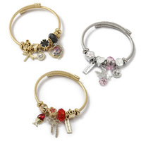PFT Pulsera de Acero Inoxidable a la Moda con Colgante de Libélula de Cristal, Joyería Electrochapada en Oro