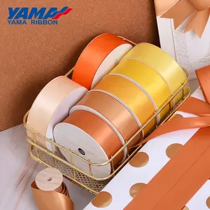 YAMA — ruban en Satin Polyester à simple ou Double face, léger, jaune clair, Orange, vente en gros d'usine