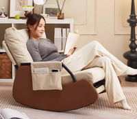 Fauteuil de détente moderne en tissu avec structure en bois, inclinable et pliable, pour salon, hôtel et bureau à domicile
