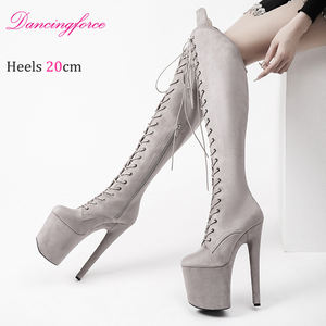 Botas Altas de Plataforma con Tacón Alto de 20 cm para Mujer, Estilo <span class=keywords><strong>Sexy</strong></span> Occidental de Invierno, con Cremallera, de Ante Sintético, para Baile en Barra, Discoteca - Product Image 4