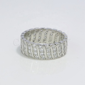 Benutzer definierte 7,5mm breite neue Design Hip Hop <span class=keywords><strong>Ring</strong></span> Moissan ite D VVS1 Pass Diamant Tester <span class=keywords><strong>Silver925</strong></span> 10k 14k 18k kubanische Ringe Band - Product Image 5