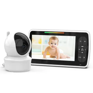 Kamera Monitor bayi 5 inci infra merah, monitor malam dua arah Mode Vox makan baterai 3000mah penglihatan bayi 355 derajat