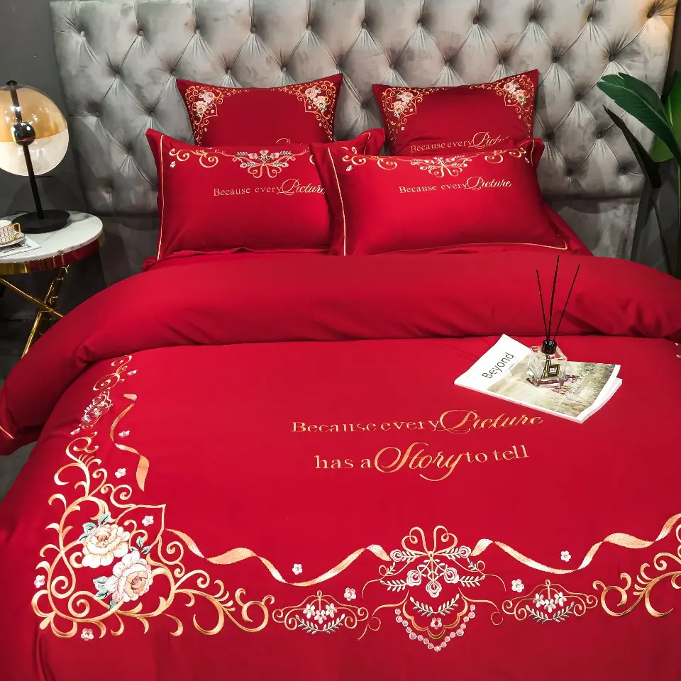 4pcs Silk Bedding Hotel Flat Sheet Bed Sheets Luxury Pure Cotton Queen King Size duvet bedsheet bedding sets pillow cases