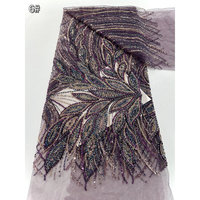 Tissu en dentelle brodée de sequins floraux A.Y.Disc, 100% polyester, écologique, 5 yards, pour robes de mariée, sacs de soirée, chaussures
